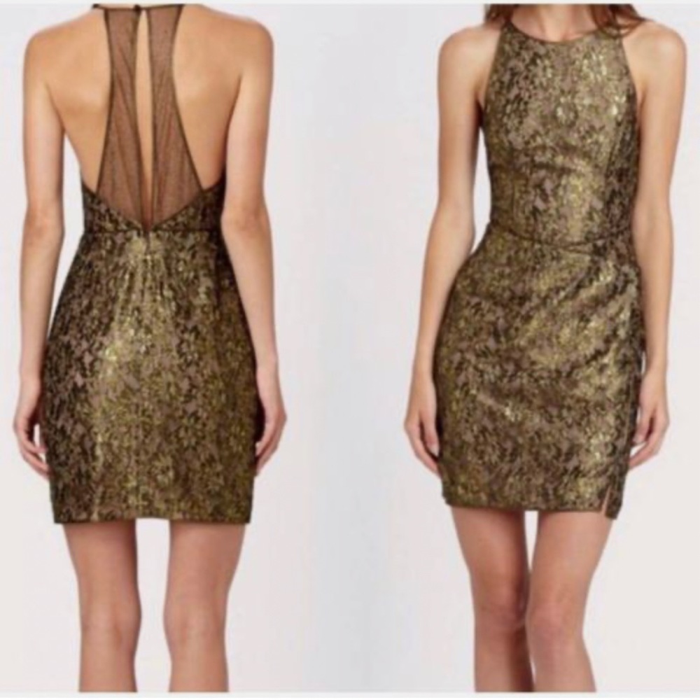 BCBGMAXAZRIA Black Gold Dress Size 8 - Picture 3 of 9
